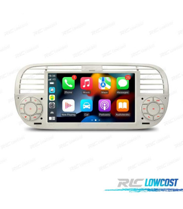 AUTORADIO GPS ANDROID 12 POUR FIAT 500 07-15 BLANC
