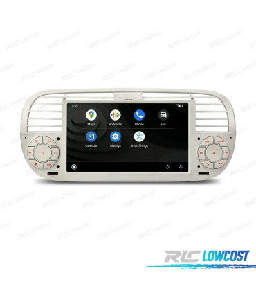 AUTORADIO GPS ANDROID 12 POUR FIAT 500 07-15 BLANC
