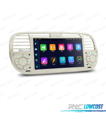 AUTORADIO GPS ANDROID 12 POUR FIAT 500 07-15 BLANC