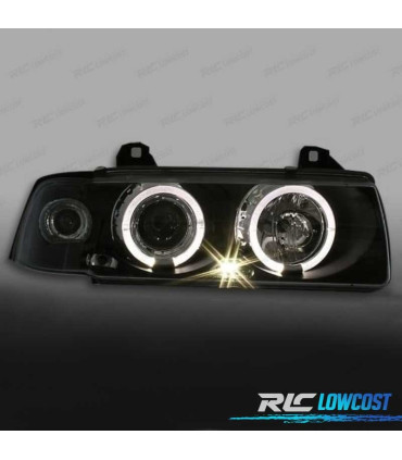 PHARES BMW E36 90-99 ANGEL EYES FOND NOIR