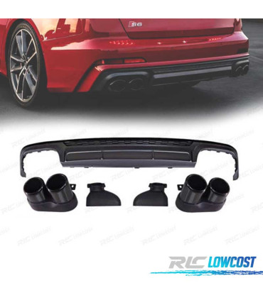 DIFFUSEUR AUDI A6 S LINE 18-22 LOOK S6 + EMBOUTS D'ECHAPPEMENTS NOIR