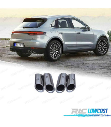 EMBOUTS D'ÉCHAPPEMENTS PORSCHE MACAN 18- LOOK GTS SILVER MATE