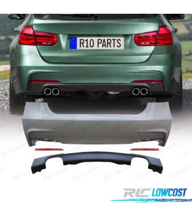 PARE CHOCS ARRIERE BMW F30 12-19 LOOK M DOUBLE SORTIE