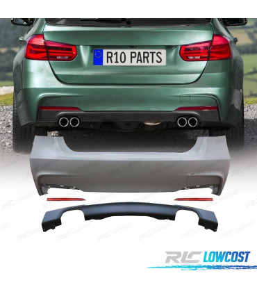 PARE CHOCS ARRIERE BMW F30 12-19 LOOK M DOUBLE SORTIE