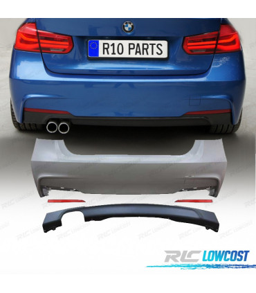 PARE CHOCS ARRIERE BMW F30 12-19 LOOK M DOUBLE SORTIE