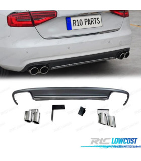 KIT DIFFUSEUR AUDI A4 B8 11-15 LOOK S4 + 2 EMBOUTS INOX