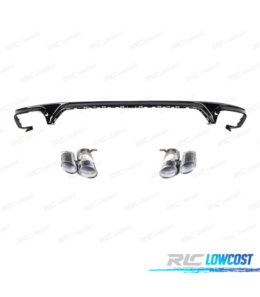 DIFFUSEUR AUDI Q8 18-23 LOOK SQ8 NOIR + EMBOUTS D´ÉCHAPPEMENT CHROMÉ
