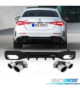 DIFFUSEUR MERCEDES W206 AMG 21- LOOK C43 + EMBOUTS D´ÉCHAPPEMENT CHROMÉ