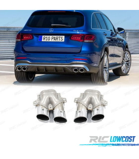 EMBOUTS D´ÉCHAPPEMENT MERCEDES GLC C253 X253 15-18 LOOK AMG GLC43 CHROMÉ