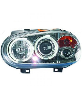 PHARES VOLKSWAGEN VW GOLF MK4 97-03 ANGEL EYES FOND CHROMÉ