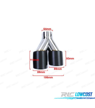 EMBOUT D´ÉCHAPPEMENT DOUBLE SORTIE 2x 89MM ACIER INOXYDABLE NOIR MAT