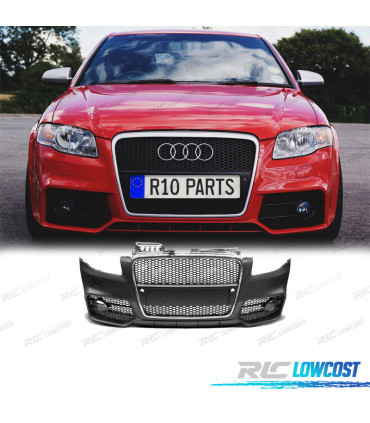 PARE CHOCS FRONTAL AUDI A4 04-07 LOOK RS4 CALANDRE CHROMÉ-NOIR PDC SRA