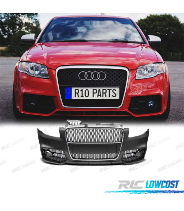 PARE CHOCS FRONTAL AUDI A4 04-07 LOOK RS4 CALANDRE CHROMÉ-NOIR SRA