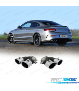 EMBOUTS D´ÉCHAPPEMENT MERCEDES W205 C205 14- LOOK C43 CHROMÉ