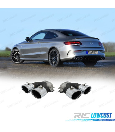 EMBOUTS D´ÉCHAPPEMENT MERCEDES W205 C205 14- LOOK C43 CHROMÉ