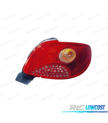 FEUX ARRIÈRE DROIT POUR PEUGEOT 206 PLUS 09- AMBRE ROUGE