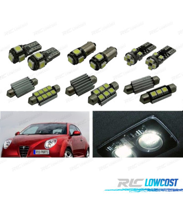 KIT 9 AMPOULES LED INTÉRIEUR POUR ALFA ROMEO MITO 08-17
