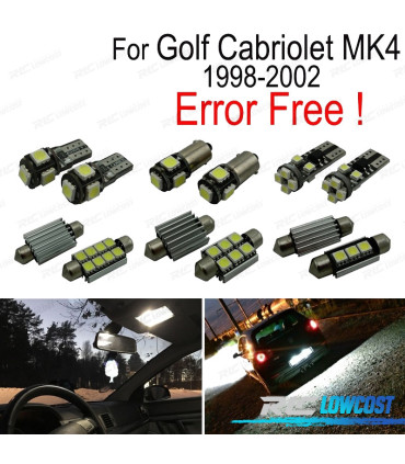 KIT 9 AMPOULES LED INTÉRIEUR POUR VOLKSWAGEN VW GOLF CABRIOLET MK4 98-02