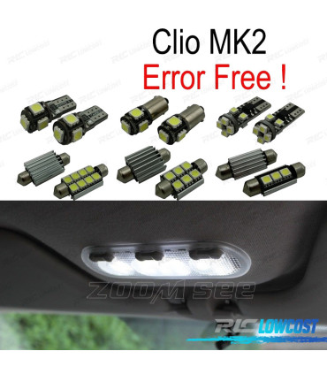 KIT 8 AMPOULES LED INTÉRIEUR POUR RENAULT CLIO 2 II MK2 98-05