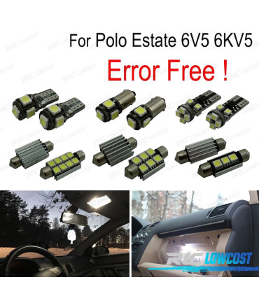 KIT 12 AMPOULES LED INTÉRIEUR POUR VOLKSWAGEN VW POLO BREAK VARIANT 6V5 6KV5 97-02