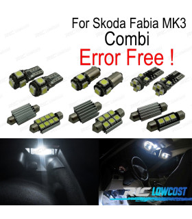 KIT 12 AMPOULES LED INTÉRIEUR POUR SKODA FABIA 3 MK3 MK III COMBI WAGON 15-