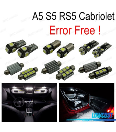 KIT 10 AMPOULES LED INTÉRIEUR POUR AUDI A5 S5 RS5 CONVERTIBLE CABRIOLET 09-15
