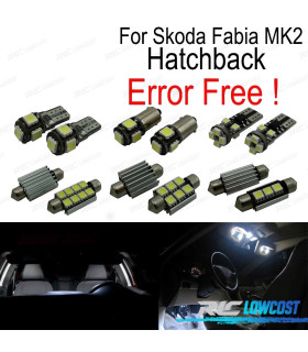 KIT 15 AMPOULES LED INTÉRIEUR POUR SKODA FABIA 2 MK2 MK II BERLINE 08-14