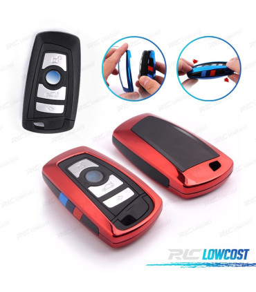 COQUE BOITIER CLÉ BMW -CARRÉ COULEUR ROUGE