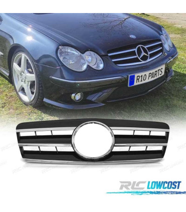 CALANDRE POUR MERCEDES CLK W208 96-02 LOOK CL NOIR CHROMÉ