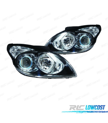 PHARES POUR HYUNDAI I30 07-12 NOIRS AVEC MOTEUR