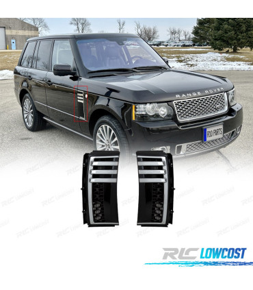 ENTRÉES D'AIR LATÉRALES RANGE ROVER VOGUE 05-12 LOOK AUTOBIOGRAPHY NOIR BRILLANT CHROME