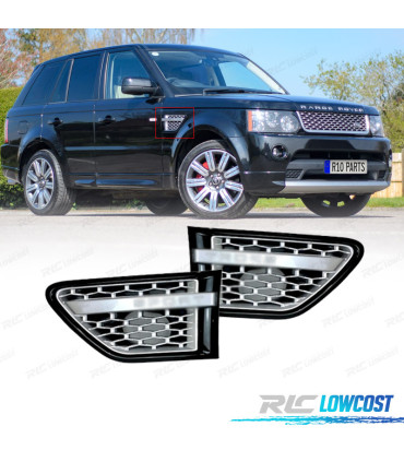 ENTRÉES D'AIR LATÉRALES RANGE ROVER SPORT 10-13 LOOK AUTOBIOGRAPHY NOIR BRILLANT ARGENT