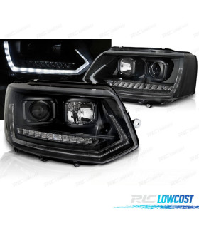 PHARES POUR VOLKSWAGEN VW T5 GP 09-14  DRL + CLIGNOTANTS LED DYNAMIQUES NOIR