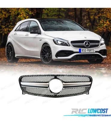 CALANDRE MERCEDES CLASSE A W176 15-18 LOOK AMG A45 ARGENT