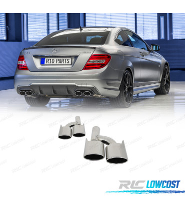 EMBOUTS D'ÉCHAPPEMENT MERCEDES W204 08-14 LOOK C63 CHROMÉE