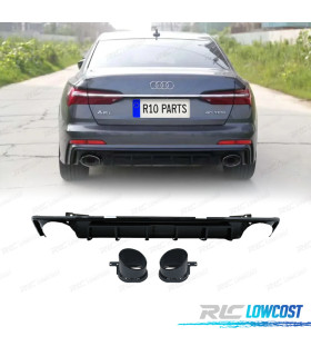 DIFFUSEUR ARRIÈRE AUDI A6 19-24 LOOK RS6 NOIR BRILLANT + EMBOUTS