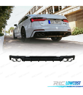 DIFFUSEUR ARRIÈRE AUDI A6  A6 AVANT 19-24 LOOK S6 NOIR BRILLANT + EMBOUTS
