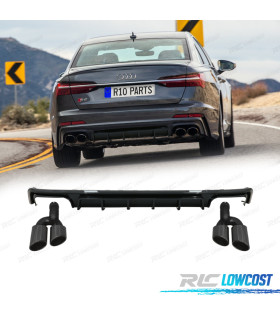 DIFFUSEUR ARRIÈRE AUDI A6  A6 AVANT19-24 LOOK S6 NOIR BRILLANT