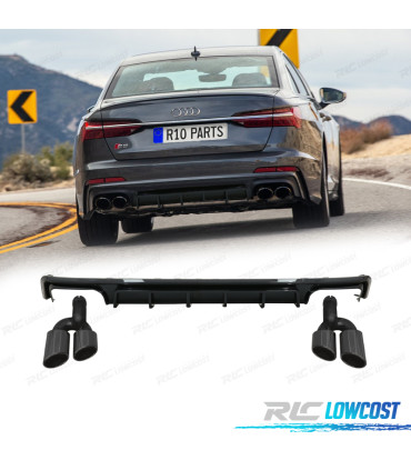 DIFFUSEUR ARRIÈRE AUDI A6  A6 AVANT19-24 LOOK S6 NOIR BRILLANT