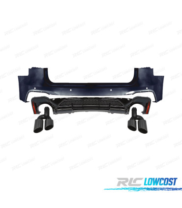 BOUCLIER ARRIÈRE AUDI A6 SEDAN 18-24 LOOK RS6 ABT EMBOUTS D'ÉCHAPPEMENT NOIR BRILLANT