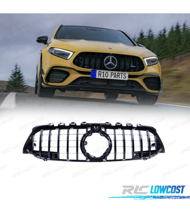CALANDRE MERCEDES CLASSE A W177 18-22 LOOK AMG GT NOIR BRILLANT CAMÉRA