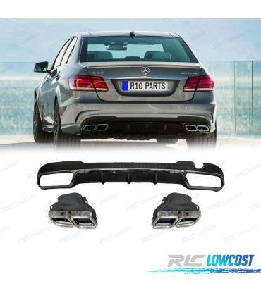 DIFUSEUR MERCEDES CLASSE E W212 14-15 LOOK AMG + EMBOUTS D'ÉCHAPPEMENT CHROMÉS