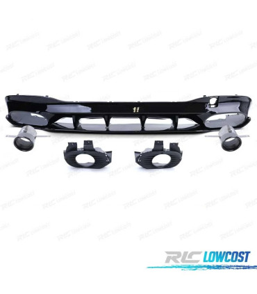 DIFFUSEUR ARRIÈRE MERCEDES CLA C118 19-23 AMG NOIR BRILLANT + EMBOUT D´ÉCHAPPEMENT