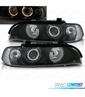 PHARES BMW E39 95-00 FOND NOIR ANGEL EYES H7