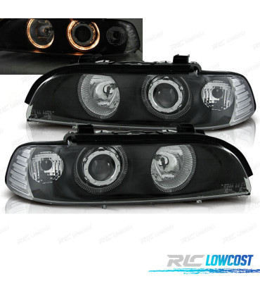 PHARES BMW E39 95-00 FOND NOIR ANGEL EYES H7
