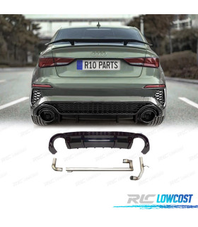 DIFFUSEUR AUDI A3 21- LOOK RS3 NOIR BRILLANT + LIGNE D'ÉCHAPPEMENT HATCHBACK
