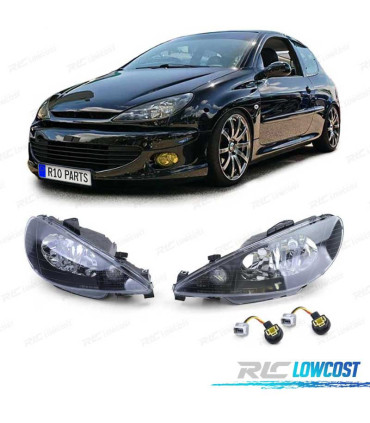 PHARES PEUGEOT 206 98-06 FOND NOIR H4 OEM