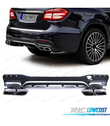 DIFFUSEUR MERCEDES GLS X166 15-19 LOOK AMG NOIR MAT + EMBOUT D´ÉCHAPPEMENT