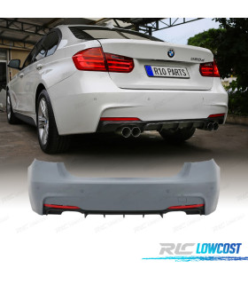 PARE-CHOCS ARRIÈRE BMW F30 LOOK M PERFORMANCE DOUBLE SORTIE DES DEUX CÔTÉS PDC