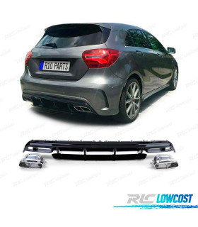 DIFFUSEUR MERCEDES CLASSE A W176 12-18 LOOK A45 AMG NOIR BRILLANT + EMBOUTS D'ÉCHAPPEMENT